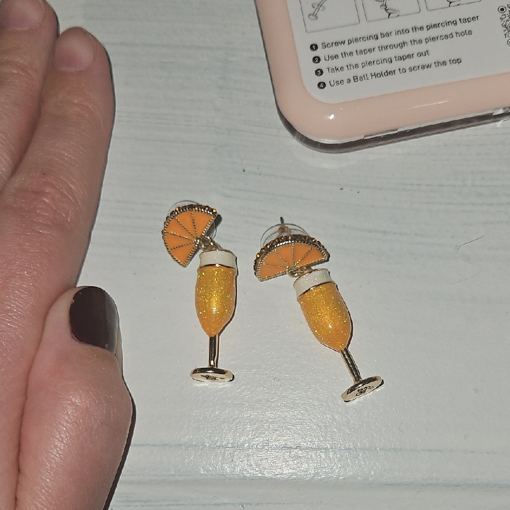 Betsy Johnson Orange Mimosa Earrings